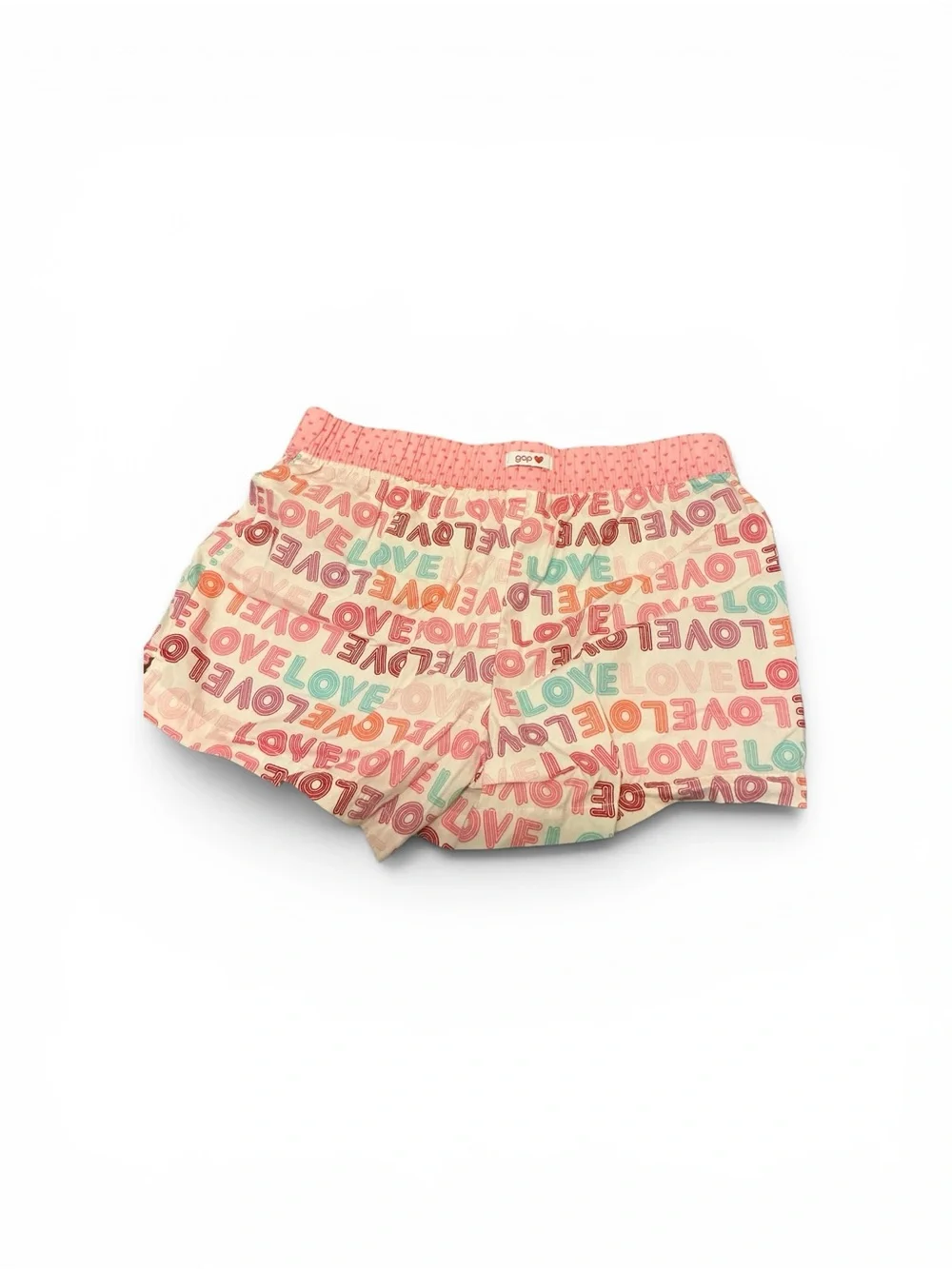 GAP Kids Pastel Heart Print Elastic Waist Shorts - Pink, Peach, Teal